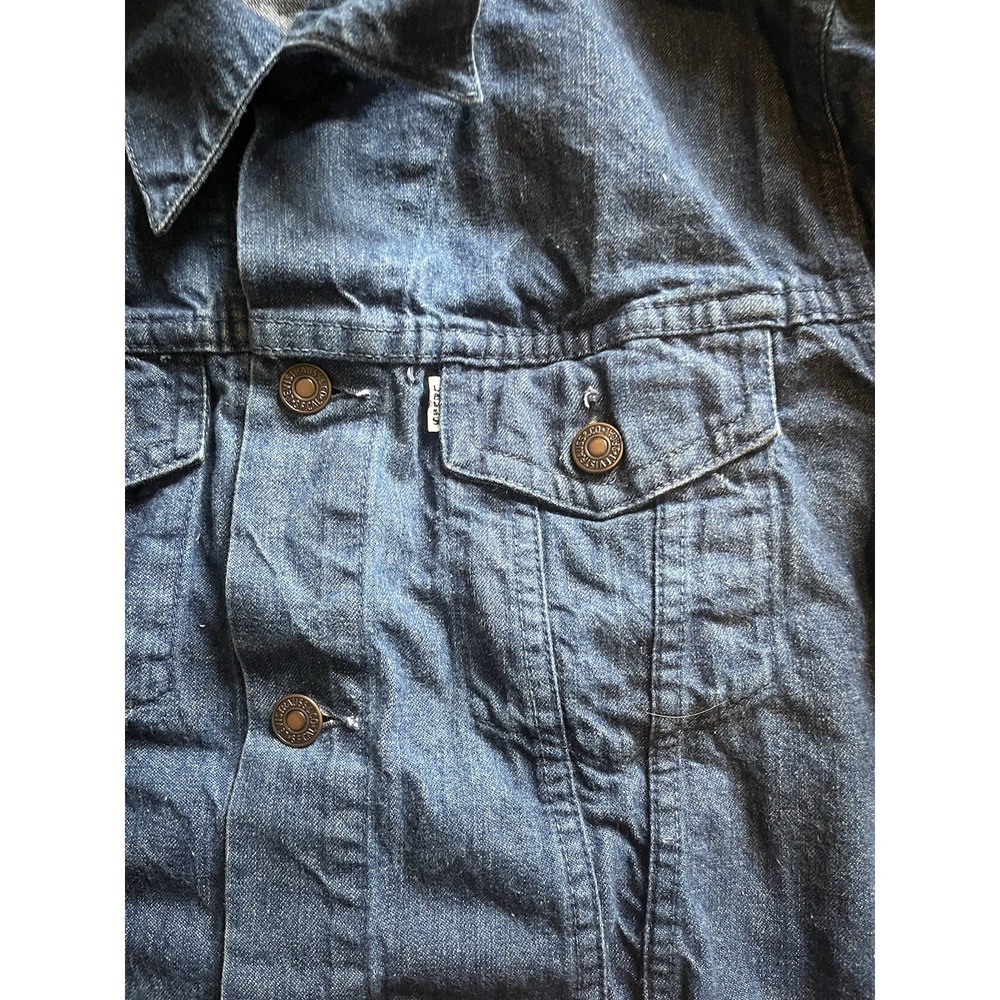 Vintage Levi's White Tab Slim Fit Indigo‎ Dark Wash Trucker Jacket Mens Small - Picture 2 of 9